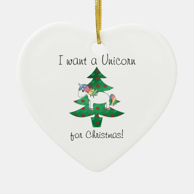 Eu quero um unicórnio para enfeites de natal (Frente)