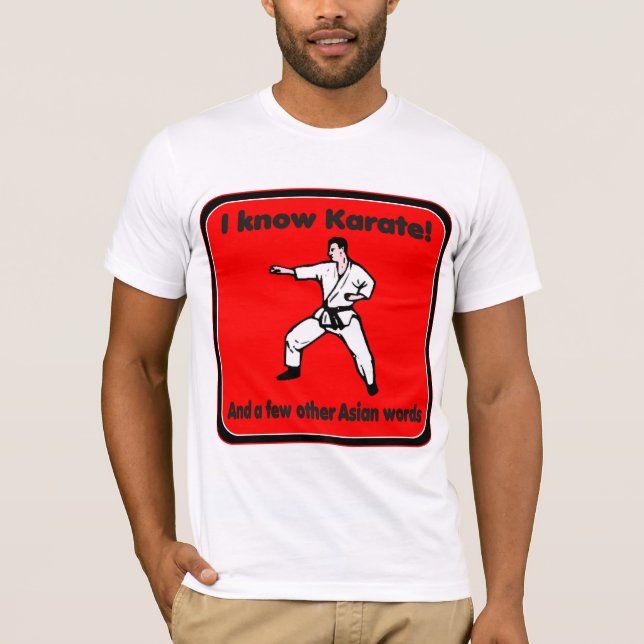 Eu sei o t-shirt cómico da atitude do karaté (Frente)