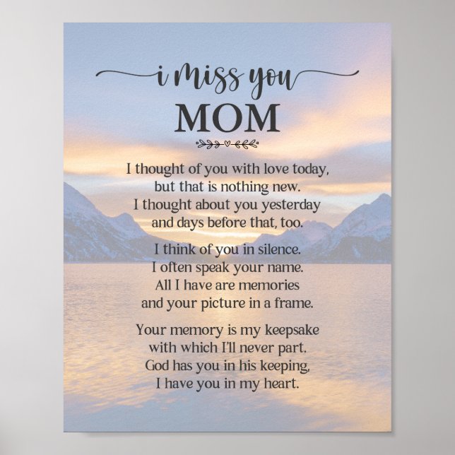 Eu Sinto Saudades Sua Mãe Poema Poster (Frente)