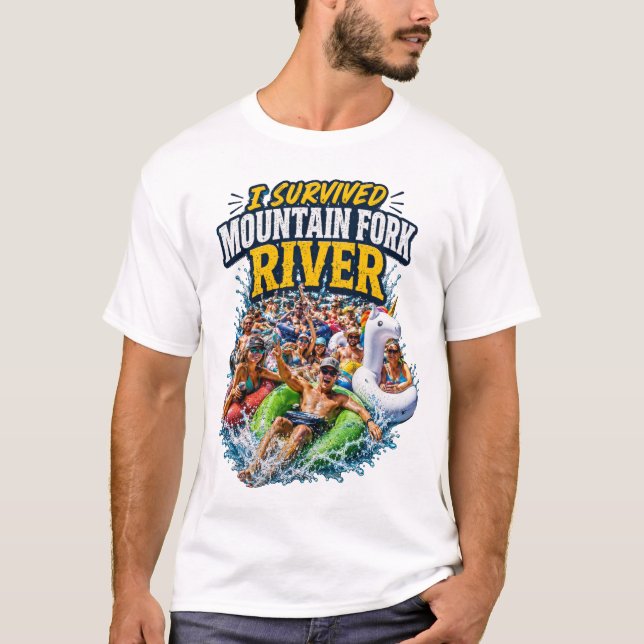 Eu Sobrevivi à Camiseta do Rio Mountain Fork (Frente)