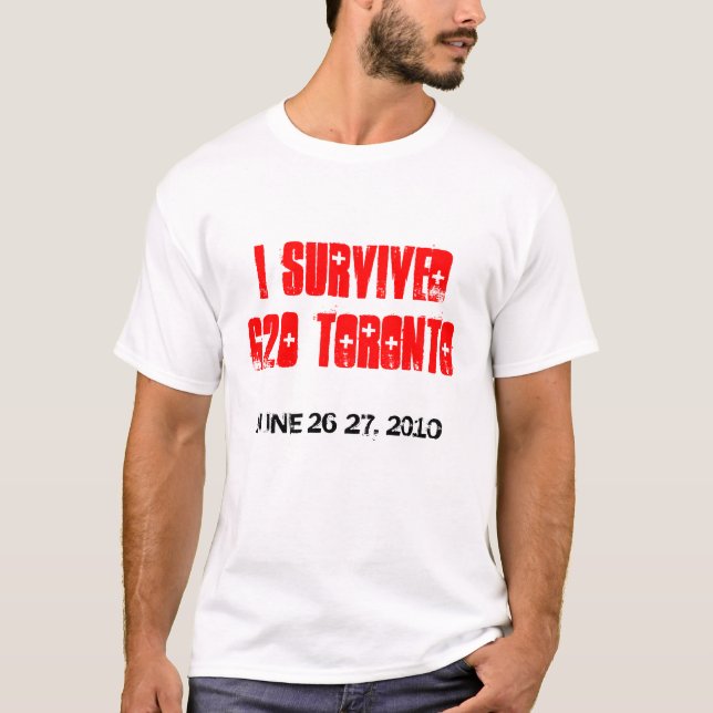 EU SOBREVIVI ao t-shirt de G20 TORONTO (Frente)