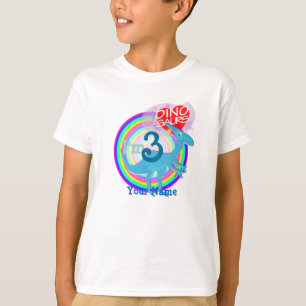 Eu sou 3 - t-shirt azul do nome do dinossauro do