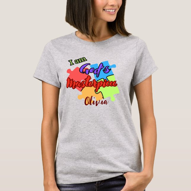 "Eu sou a obra prima de Deus" T-shirt personalizad (Frente)