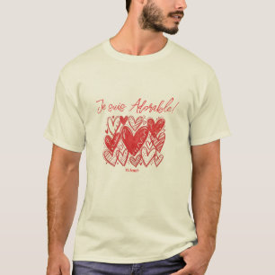 Eu sou Adorável! Camiseta com Padrão de Coração En
