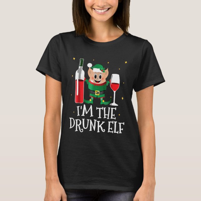 Eu Sou O Bebado Elf Camisa Bebendo De Vinho De Nat (Frente)