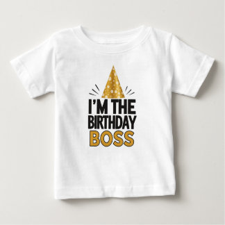 "Eu sou o chefe de aniversário" - camiseta bebê