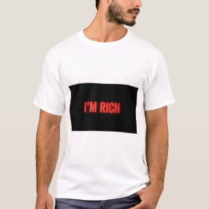 EU SOU RICO. T-SHIRT COM TEXTO IMPRESSO