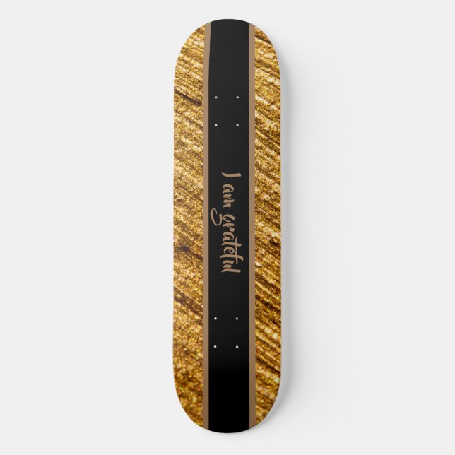 Eu sou Skateboard Grato Dourado Marrom Design Mode (Frente)