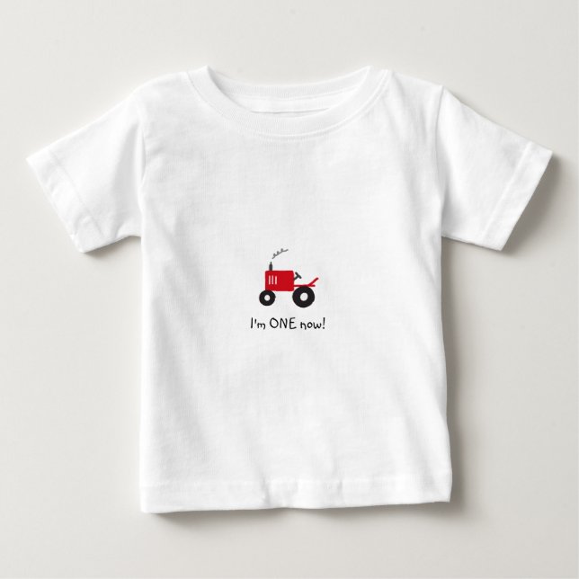 "Eu sou UM agora!" T-shirt do trator do bebê (Frente)