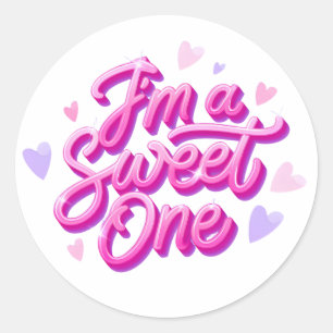 Eu sou um doce adesivo rosa de aniversário
