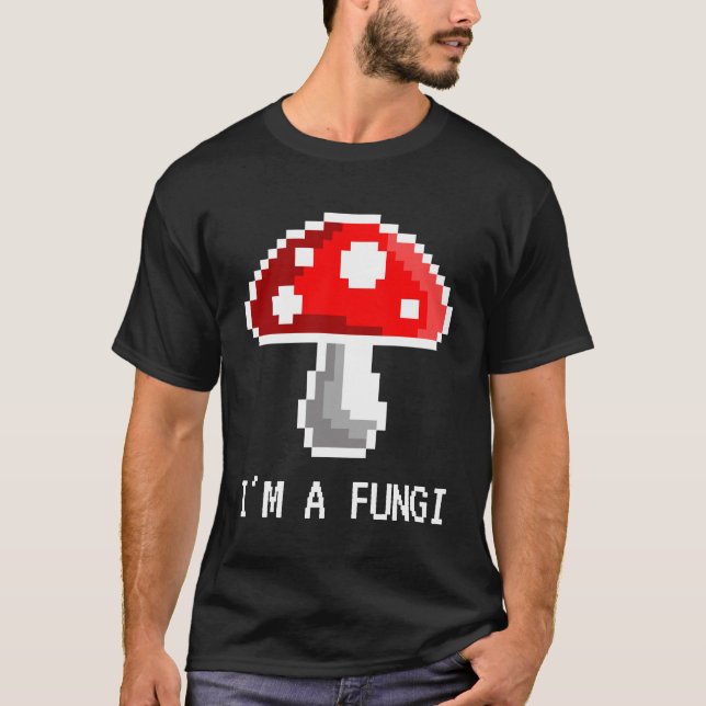 Eu sou um t-shirt do cogumelo do pixel dos fungos (Frente)