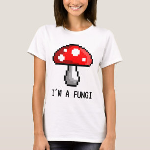 Eu sou um t-shirt do cogumelo do pixel dos fungos