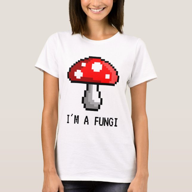Eu sou um t-shirt do cogumelo do pixel dos fungos (Frente)