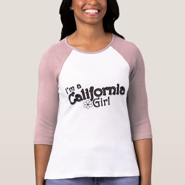 Eu sou uma menina de Califórnia, flor, t-shirt (Frente)