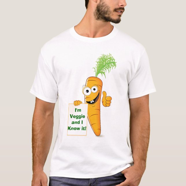 Eu sou vegetariano e eu sei-o! T-shirt da cenoura (Frente)