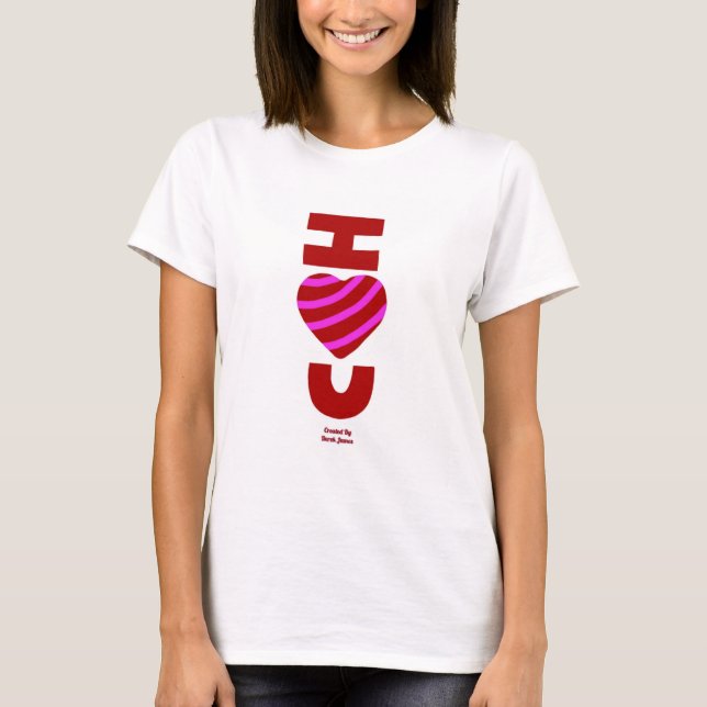 Eu te amo a camiseta branca básica das mulheres (Frente)