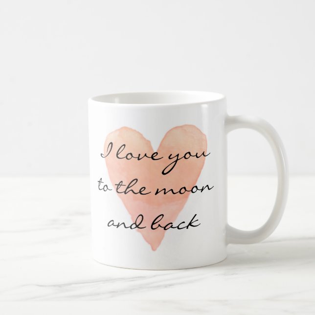 Eu te amo à lua e à caneca de café traseira (Direita)