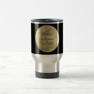 Eu te amo à lua e à caneca de viagem traseira