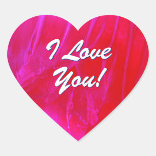 "Eu Te Amo!" Adesivo de Coração Rosa e Vermelho