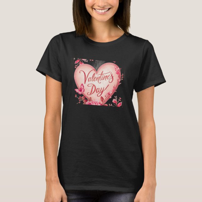 Eu Te Amo Camiseta Preta Manga Curta de São Valent (Frente)