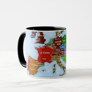 Eu te amo caneca do mapa