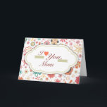 Eu te amo cartão da mamã<br><div class="desc">Apresente este cartão a sua mamã para o dia das mães, seu aniversário ou para dizer-lhe como você sente. A aleta da parte dianteira caracteriza um teste padrão floral com um crachá dado forma nuvem que contenha o subtítulo, "mim coração você, mamã." A mensagem dentro do cartão é customizável de...</div>