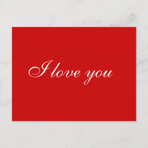 Eu te amo cartão postal vermelho e branco