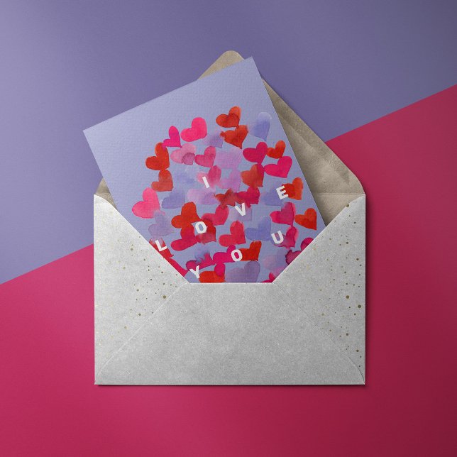 Eu te amo corações de aquarelas Cartão postal (Criador carregado)