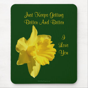 Eu Te Amo Daffodil Flower Photo Mousepad