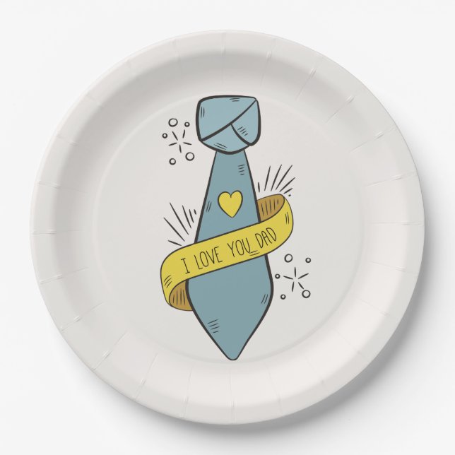 Eu Te Amo Dia de os pais Pai | Prato de Papel (Frente)