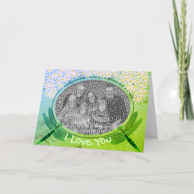 Eu Te Amo, Dragonflies Frame Cartão com fotos (Frente)