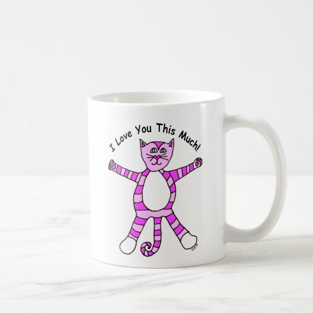 "Eu te amo esta caneca muito" cor-de-rosa do gato (Direita)