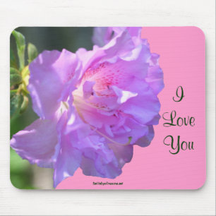 Eu te amo foto cor-de-rosa Mousepad da flor da