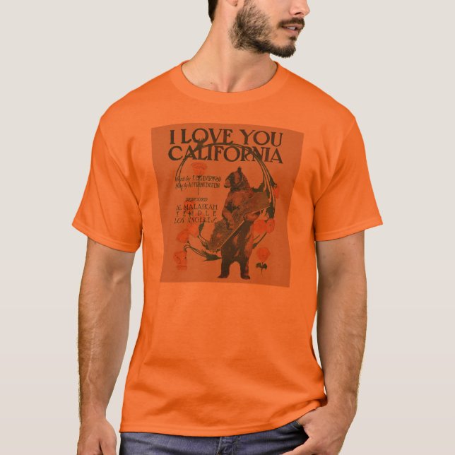 Eu te amo homens do t-shirt do urso de Califórnia (Frente)