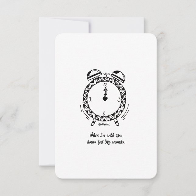 Eu te amo, horas parecem segundos, cartão plano (Frente)