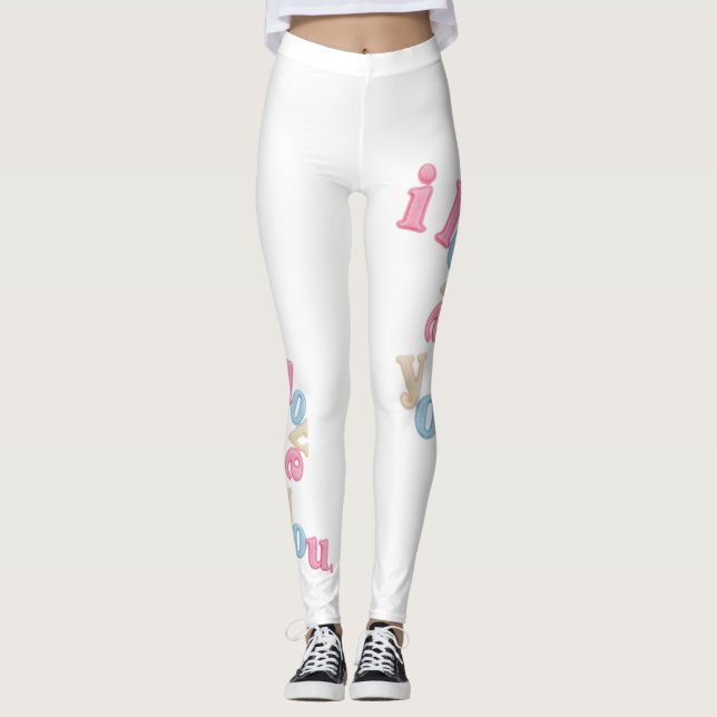 "Eu te amo" Leggings com Arte de Remendo | Impress (Frente)