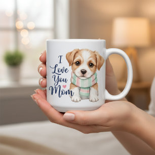 Eu Te Amo Mãe Caneca de Café com Cachecol de Cacho
