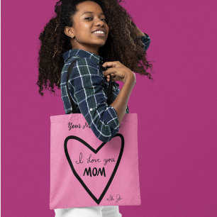 Eu te amo MÃE Mensagem Pessoal Bolsa Rosa Rosa