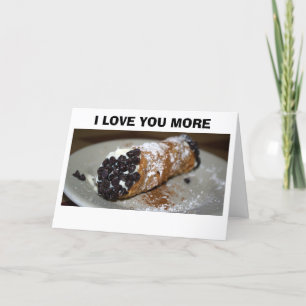 "EU TE AMO MAIS DO QUE CANNOLI" CARTÃO DE AMOR ITA