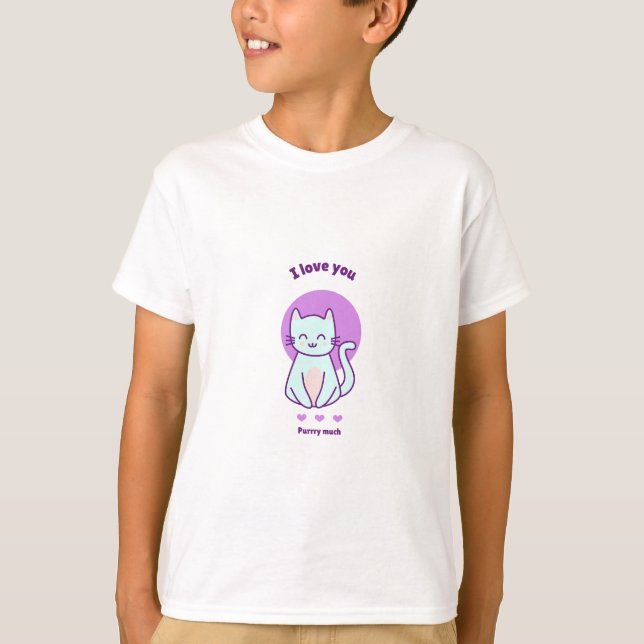 Eu Te Amo Muito Gatinho Camiseta Infantil Fofa (Frente)