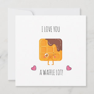 Eu te amo muito waffle, um cartão de trocadilho e