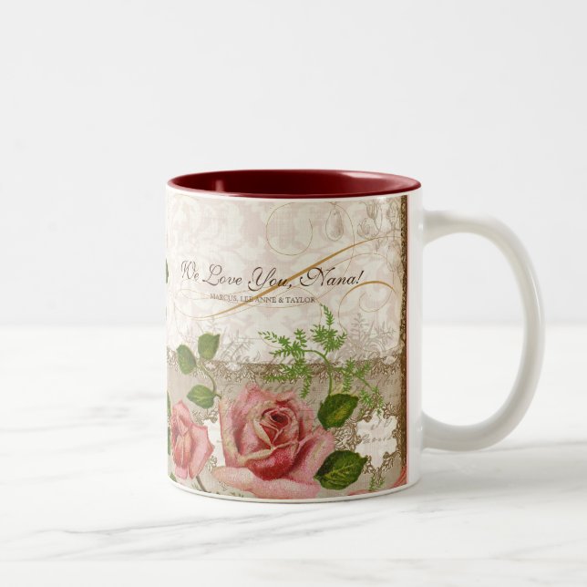 Eu te amo Nana, caneca inglesa dos rosas do (Direita)