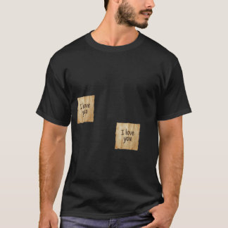 "Eu Te Amo" Notas Adhesivas Camiseta Preta Minimal