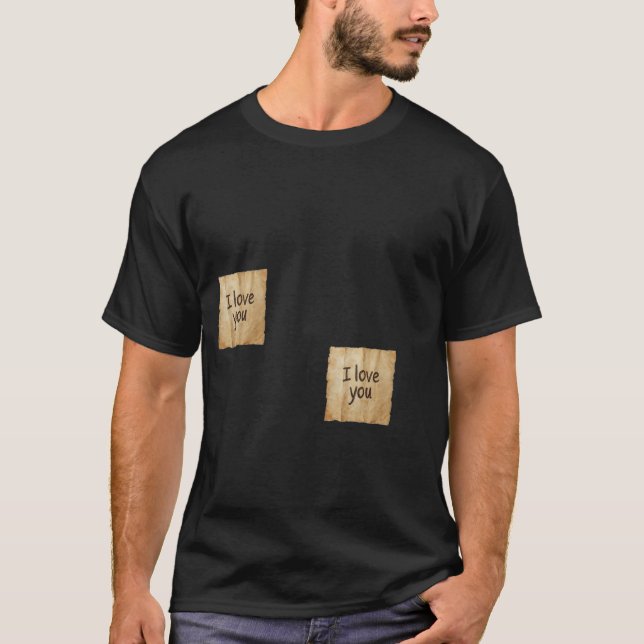 "Eu Te Amo" Notas Adhesivas Camiseta Preta Minimal (Frente)