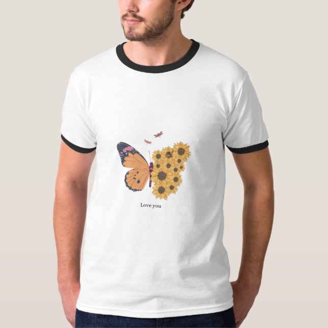 Eu te amo projetando uma bela e melhor camiseta (Frente)