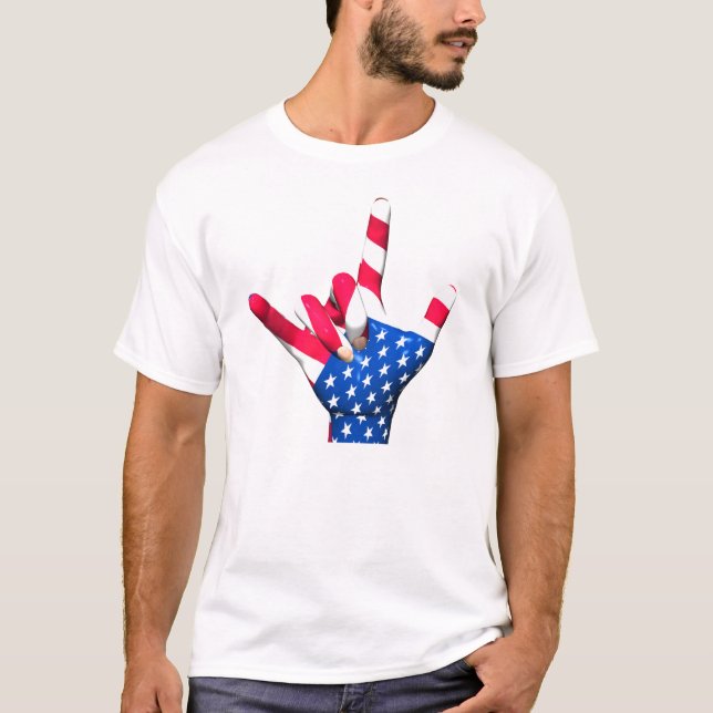 Eu te amo t-shirt da bandeira dos EUA (Frente)
