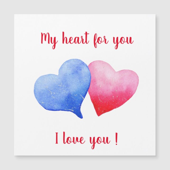 Eu te amo vermelho-d-água e coração azul (Frente)