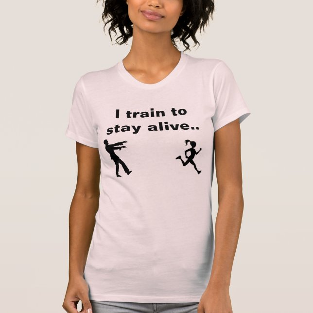 Eu treino para permanecer camisa running do zombi (Frente)