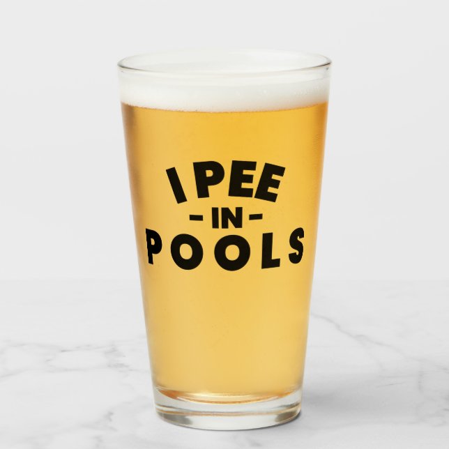 Eu Urino Em Piscinas Copo Engraçado De Pint (Frente (Preenchido))