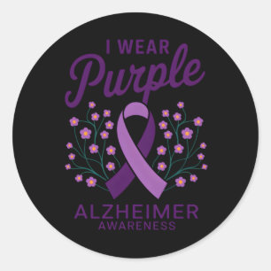 Eu Visto o adesivo de consciência de heimer roxo